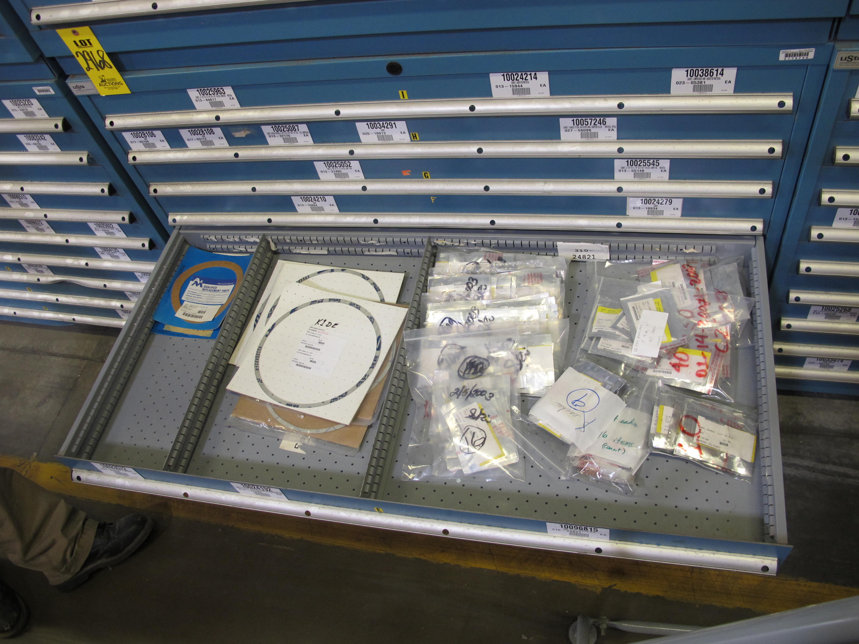 LISTA HEAVY DUTY 9-DRAWER PARTS CABINET W/ CONTENTS (W-50) LOADING & HANDLING FEE $25-